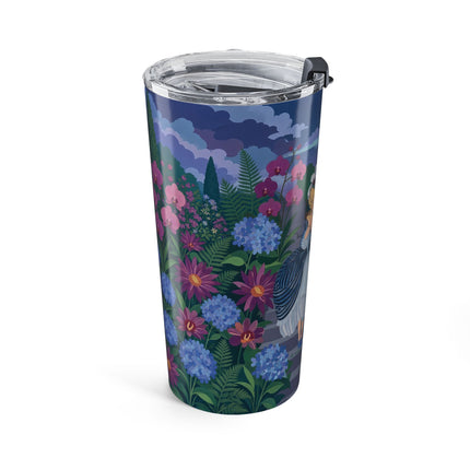 🦚🌸 The Peacock Garden Terrace Tumbler, 20oz – Art Deco Floral Elegance