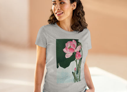 Blooming Lotus Flowers by Ohara Koson Women's Midweight Cotton Tee