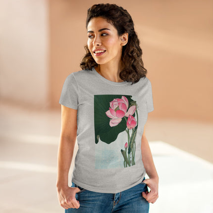 Blooming Lotus Flowers by Ohara Koson Women's Midweight Cotton Tee