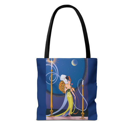 Smoke and Secrets: A Glamorous Encounter in Prohibition Era Tote Bag (AOP)