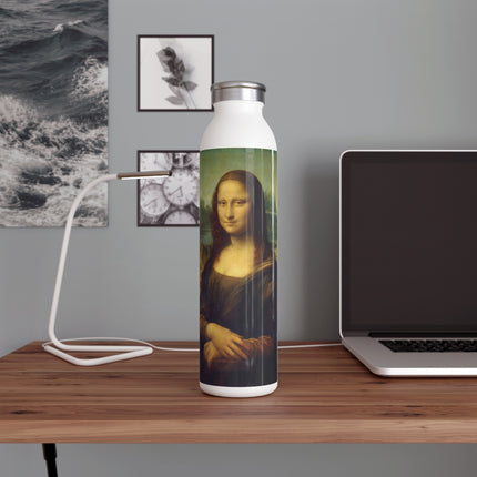 Mona Lisa by Leonardo da Vinci Slim Water Bottle