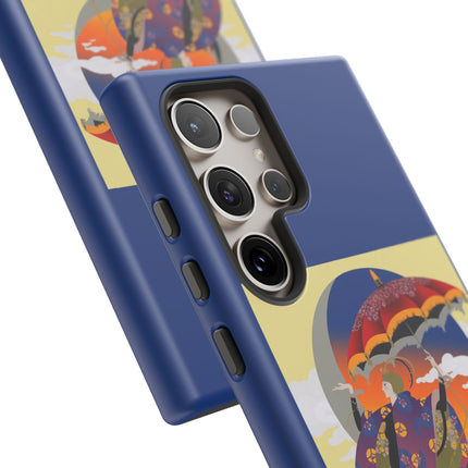 Parasol Sunset Geisha Phone Case – Elegant Twilight Grace