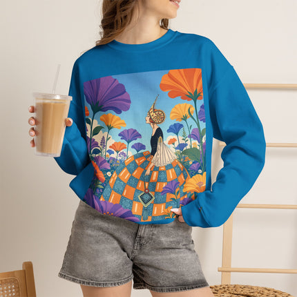 🌺🧡 The Lady Of The Golden Garden Crewneck Sweatshirt – Art Deco Fashion Fantasy