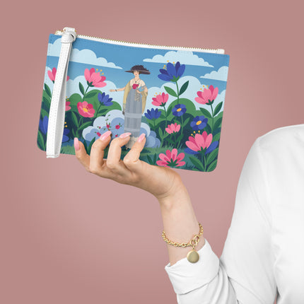 🌸🎩 The Lady Of The Grand Flower Garden Clutch Bag – Art Deco Fashion Illustration