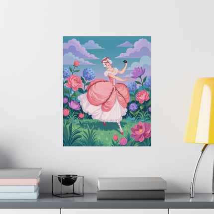🎭🌸 The Lady Of The Garden Masquerade Matte Vertical Poster – Art Deco Fashion Illustration