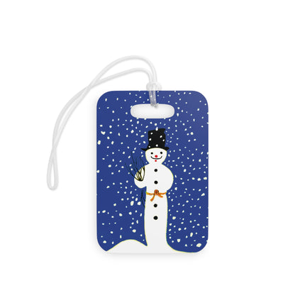 Snowman in Falling Snow Luggage Tags