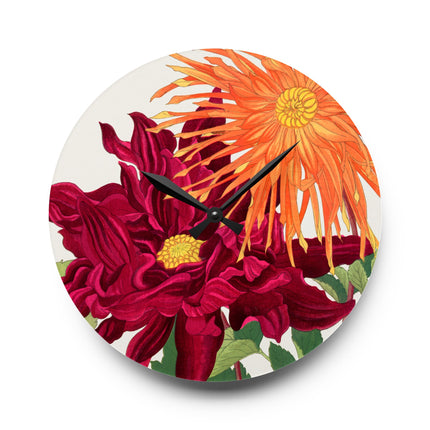 Dahlia Flower by Tanigami Kônan Acrylic Wall Clock, Round and Square
