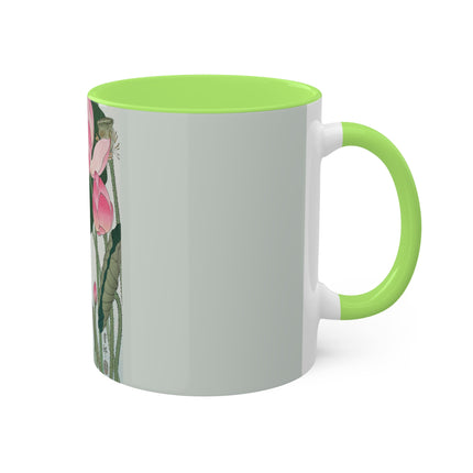 Blooming Lotus Flowers by Ohara Koson Colorful Mugs, 11oz