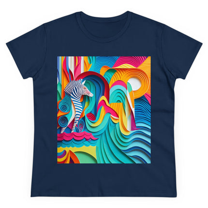 Surfing Zebra Women's Midweight Cotton Tee
