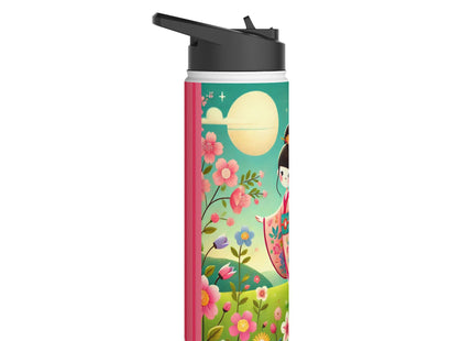 Geisha Fairy and the Hummingbird Blossom Stainless Steel Water Bottle, Standard Lid