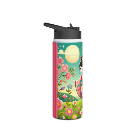 Geisha Fairy and the Hummingbird Blossom Stainless Steel Water Bottle, Standard Lid