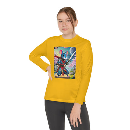 Cyber Samurai Rat Youth Long Sleeve Competitor Tee – Neon Warriors & Futuristic Adventure