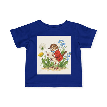 🐦📜 The Little Meadow Songbird Infant Fine Jersey Tee – Whimsical Woodland Charm