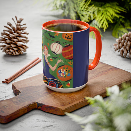 🏮🎃 The Lady Of Halloween Lanterns Colorful Mug – Colorful Art Deco Halloween Charm