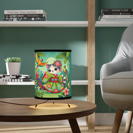 Parrot Dance of the Geisha Kitten Tripod Lamp