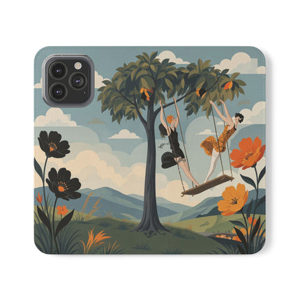 🌳🌺 The Ladies Of The Garden Swing Flip Case – Art Deco Floral Adventure