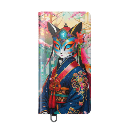 🦊⚔️ Cyberpunk Samurai Maiden Flip Case – Neon Grace & Warrior Courage