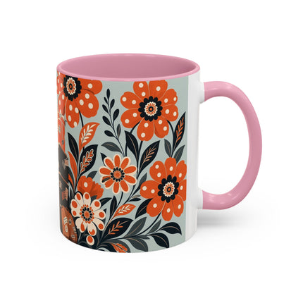 🧳🌼 The Grand Floral Voyage Colorful Mug – Art Deco Travel Elegance