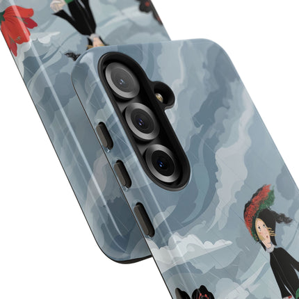 🌧️🌺 The Stormy Flower Walk Phone Case – Art Deco Floral Fashion