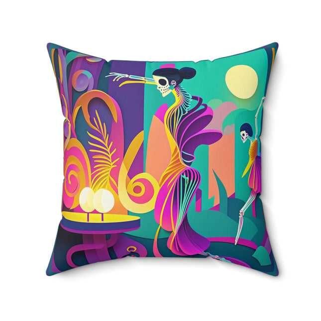 Dance of the Skeleton Ballerinas Spun Polyester Square Pillow