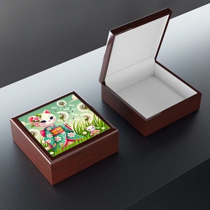 Geisha Kitten and the Dandelion Wish Jewelry Box