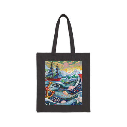 Nautical Patterns Cotton Canvas Tote Bag