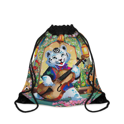 Melodies of the Snow Lion Cub Drawstring Bag