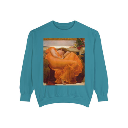 Flaming June by Frederic Leighton Unisex Garment-Dyed Sweatshirt