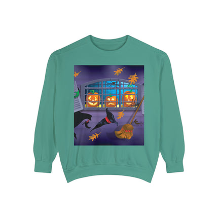Whimsical Halloween Mischief Unisex Garment-Dyed Sweatshirt