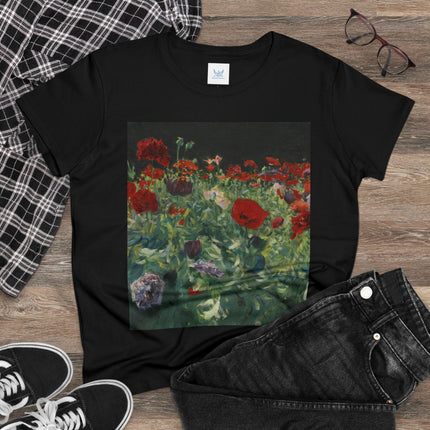Poppies (A Study of Poppies for Carnation, Lily, Lily, Rose) by John Singer Sargent Women's Midweight Cotton Tee