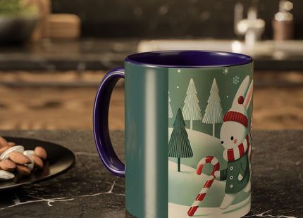 Candy Cane Timekeeper Bunny Colorful Mugs (11oz, 15oz)