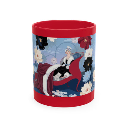 💌🌺 The Lady Of The Scattered Love Letters Ceramic Mug – Art Deco Romantic Elegance