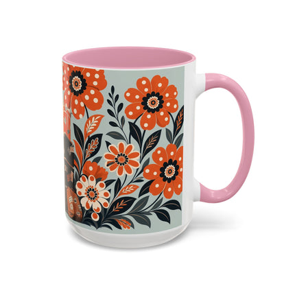 🧳🌼 The Grand Floral Voyage Colorful Mug – Art Deco Travel Elegance