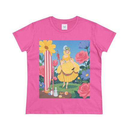 🌸🪞 The Lady Of The Flower Garden Mirror Cotton Tee – Art Deco Floral Fantasy
