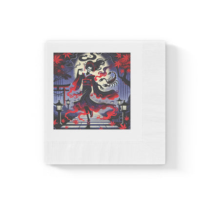 Halloween Sorceress White Coined Napkins