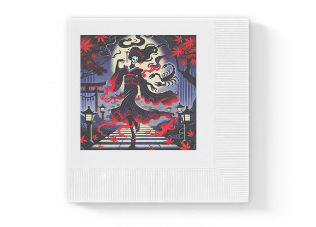 Halloween Sorceress White Coined Napkins