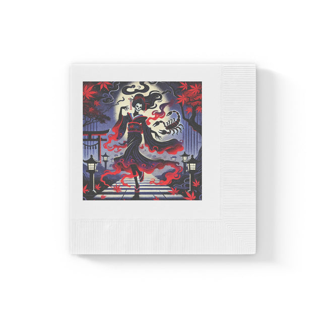 Halloween Sorceress White Coined Napkins