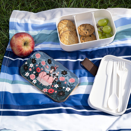 🌹🎭 The Rose Masquerade Promenade Bento Lunch Box – Art Deco Floral Elegance