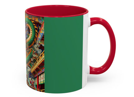 Tibetan Dragon Over Kabuki Duel Colorful Mugs (11oz, 15oz)