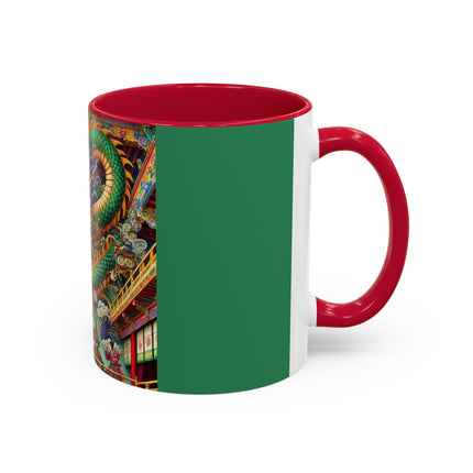 Tibetan Dragon Over Kabuki Duel Colorful Mugs (11oz, 15oz)