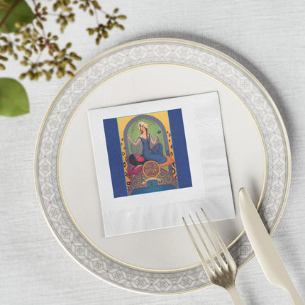 December & Tanzanite Zodiac White Coined Napkins