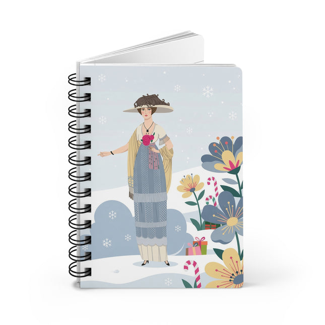 🌹❄️ The Lady Of The Winter Rose Walk Spiral Notebook – Art Deco Holiday Fantasy