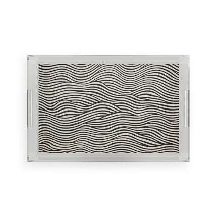 Wave Pattern on White Acrylic Serving Tray
