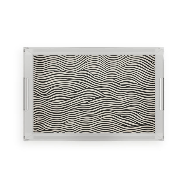 Wave Pattern on White Acrylic Serving Tray