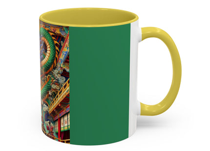 Tibetan Dragon Over Kabuki Duel Colorful Mugs (11oz, 15oz)