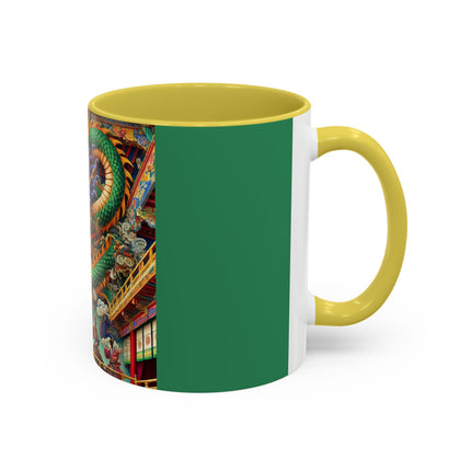 Tibetan Dragon Over Kabuki Duel Colorful Mugs (11oz, 15oz)