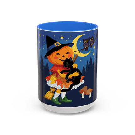 🎃🐈‍⬛ The Little Pumpkin Witch And Her Black Cat Colorful Mug – Whimsical Halloween Charm