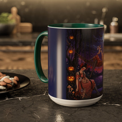🌙🎃 Moonlit Mischief In The Pumpkin Grove Colorful Mug – Whimsical Halloween Fantasy