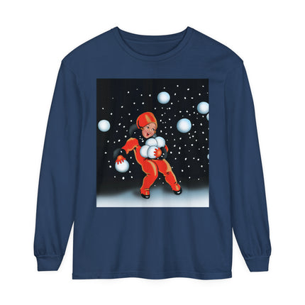 Festive Snowball Unisex Garment-dyed Long Sleeve T-Shirt