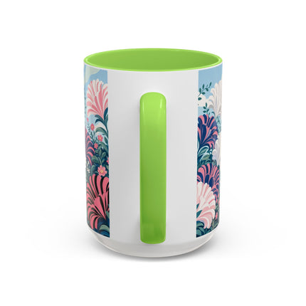 🌸🦋 The Enchanted Pink Blossom Retreat Colorful Mug – Art Deco Floral Whimsy